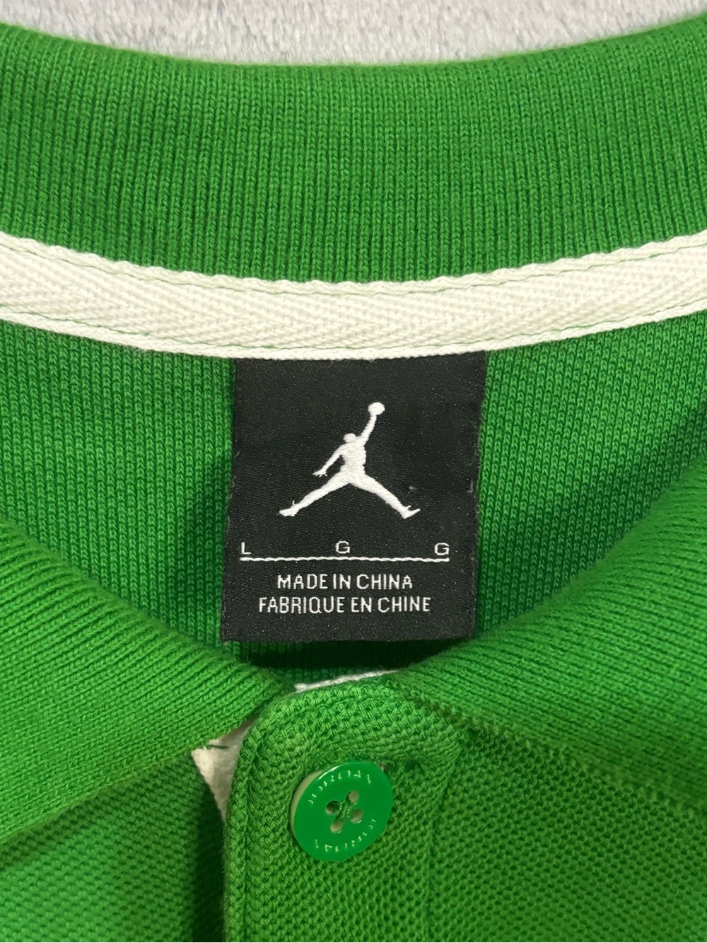 Vtg Nike Air Jordan Green Elephant Print Polo Shirt L